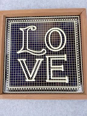 LOVE Framed Tile Art - Black and White with Wood Frame